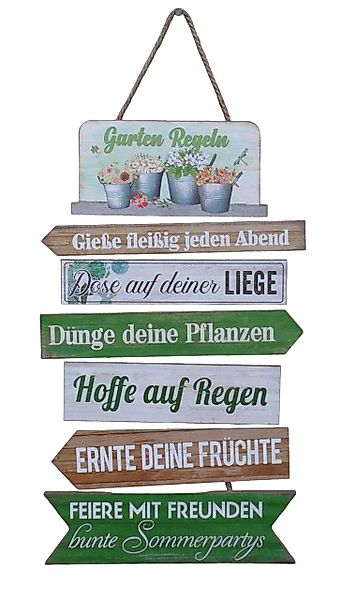 Deko-Impression Hängedekoration Dekoratives Schild Gartenregeln Holz günstig online kaufen