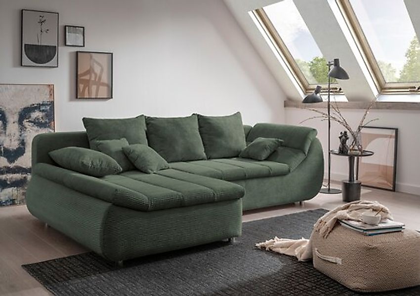 INOSIGN Ecksofa »Imola elegant und bequem, aktuelle Steppung im Sitz, L-For günstig online kaufen