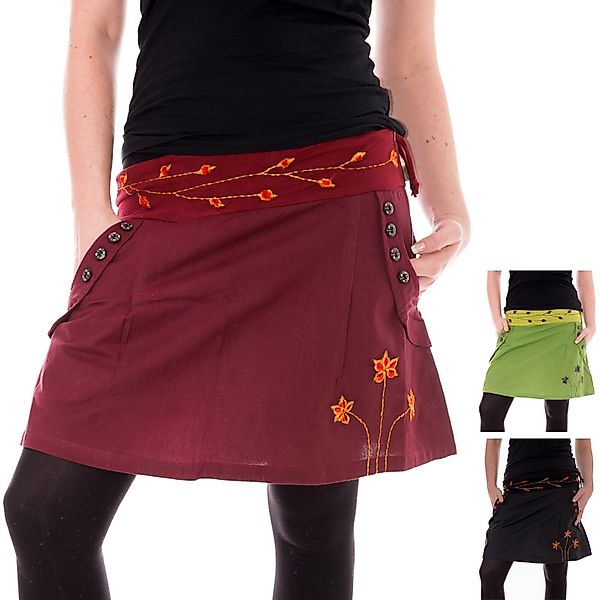 Vishes Minirock Bestickter Baumwollrock mit Blumen günstig online kaufen