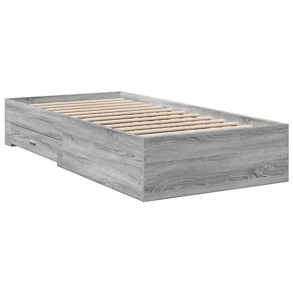 vidaXL Bettgestell mit Schubladen Grau Sonoma 90x200 cm Holzwerkstoff 32804 günstig online kaufen
