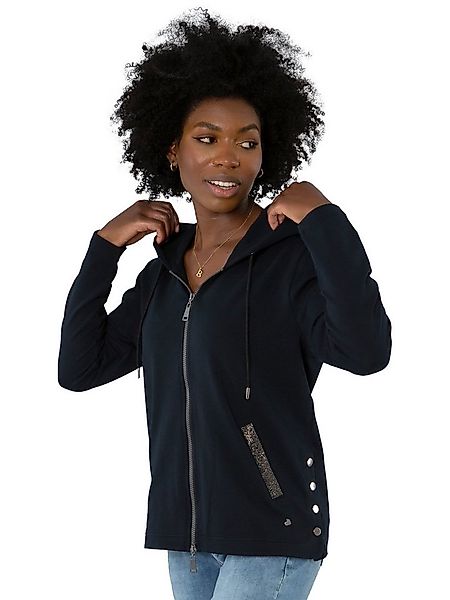 Gio Milano Sweatjacke G30-9101, mit seitlichen Druckknöpfen und Strassbesat günstig online kaufen