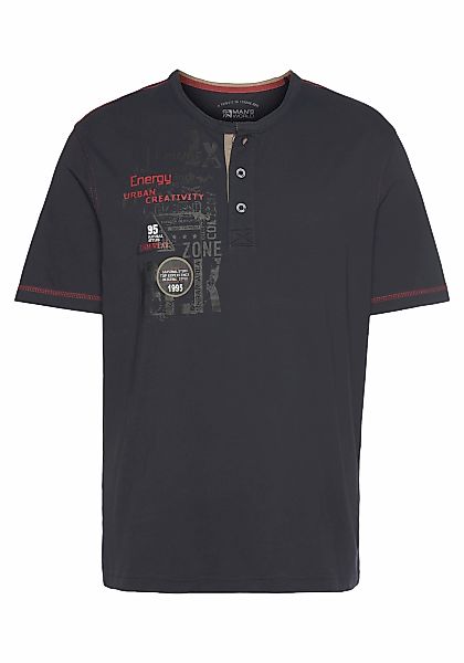 Mans World Henleyshirt, Kurzarm, lässige Passform, bedruckt, Rundhals, casu günstig online kaufen
