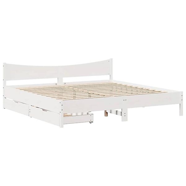 vidaXL Massivholzbett mit Schubladen Weiß 180x200 cm Kiefer 3301897 günstig online kaufen