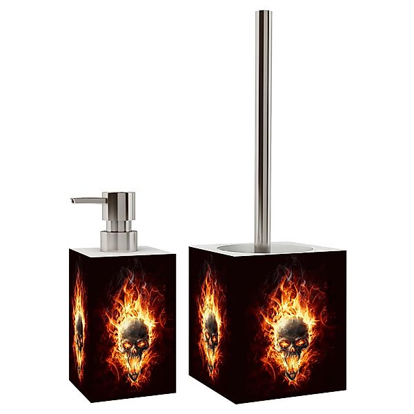 Sanilo Badaccessoire-Set Totenkopf in Flammen, WC-Bürste günstig online kaufen