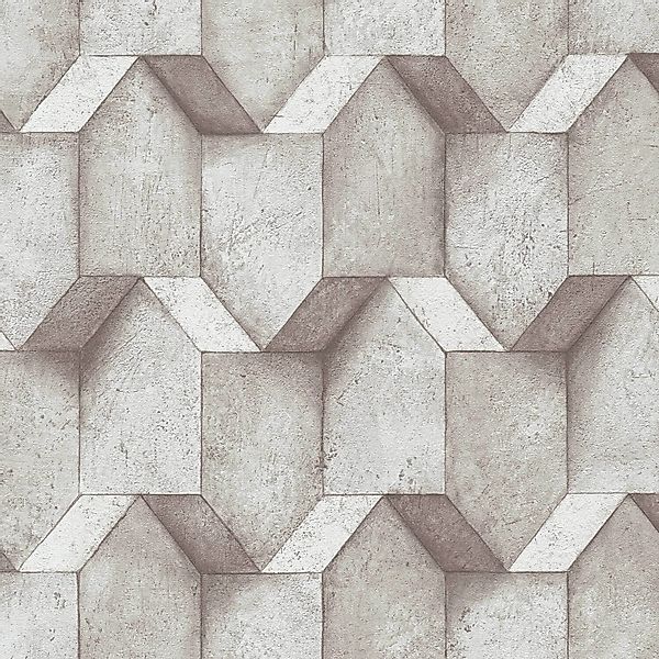 PROFHOME 388273-GU 3D Tapete Geometrisch Matt Beige Grau 0,53 m x 10,05 m 5 günstig online kaufen