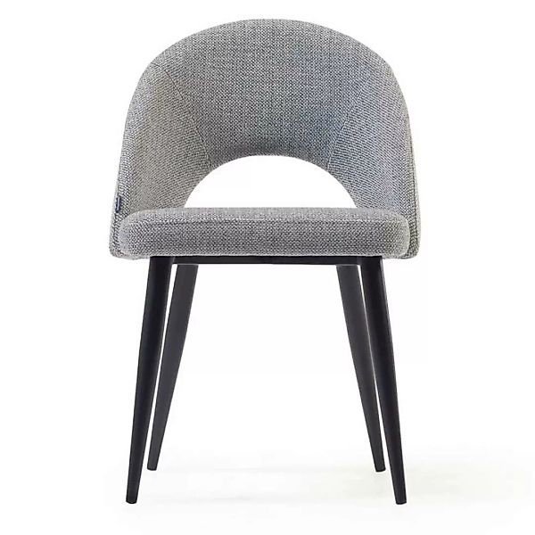Esstisch Stühle in Grau Stoff Rückenlehne mit Ausschnitt (4er Set) günstig online kaufen