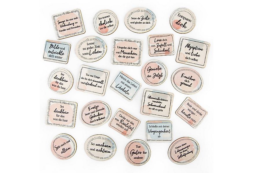 Logbuch-Verlag Dekofigur Anleitung zum Glücklichsein Holztaler Selbstfürsor günstig online kaufen