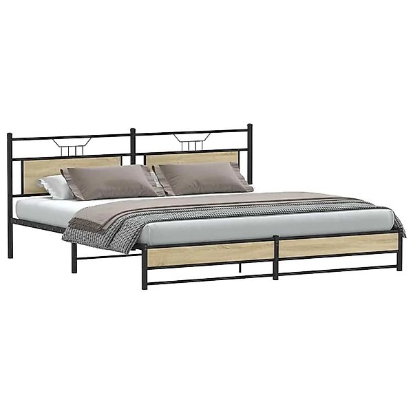 vidaXL Metallbett ohne Matratze Sonoma-Eiche 193x201 cm 3325122 günstig online kaufen
