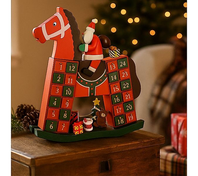 abc HOME befüllbarer Adventskalender Dekofigur Schaukelpferd, Holz, 40 cm günstig online kaufen