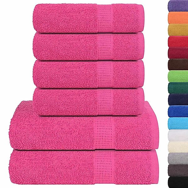 vidaXL 6-Tlg Handtuch-Set Rosa 360 g/m² 100% Baumwolle 137094 günstig online kaufen