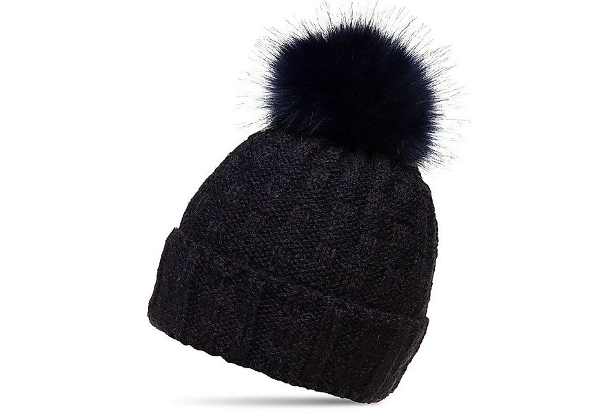 Caspar Bommelmütze MU174 Damen Winter Mütze Strickmütze mit großem Fellbomm günstig online kaufen