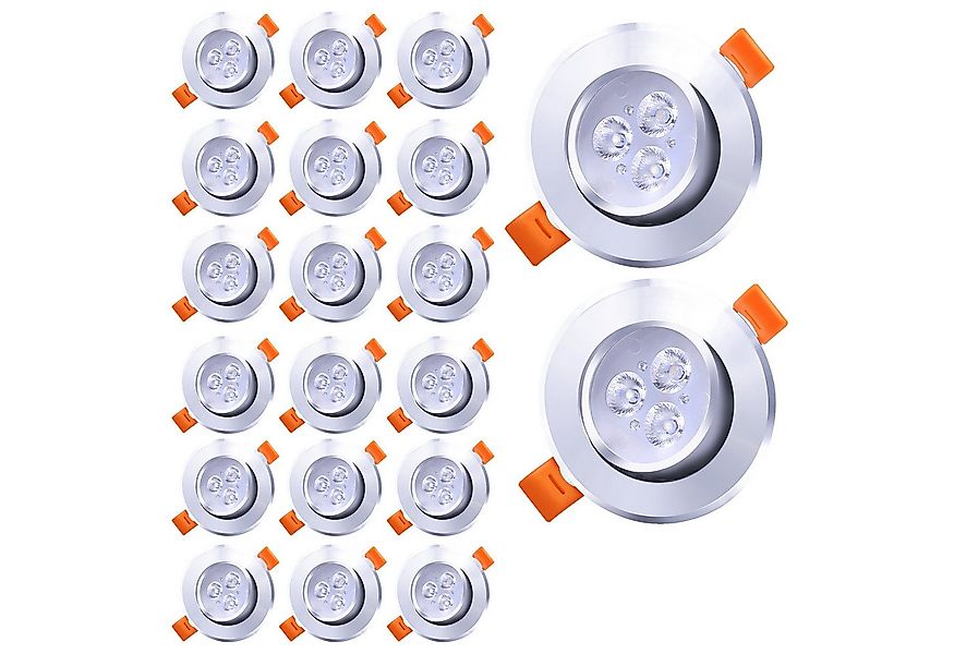 Clanmacy LED Einbaustrahler 20X LED Spot Einbaustrahler Set 3W Kaltmweiß De günstig online kaufen