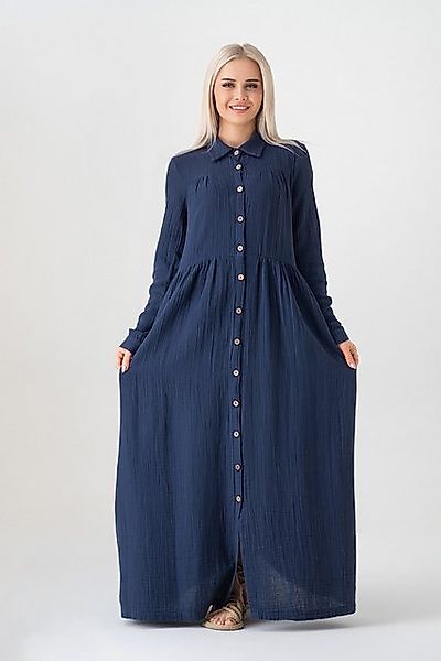 WENOR Sommerkleid Musselin Maxikleid 100% Baumwolle, mit Knopfleiste, 145 c günstig online kaufen