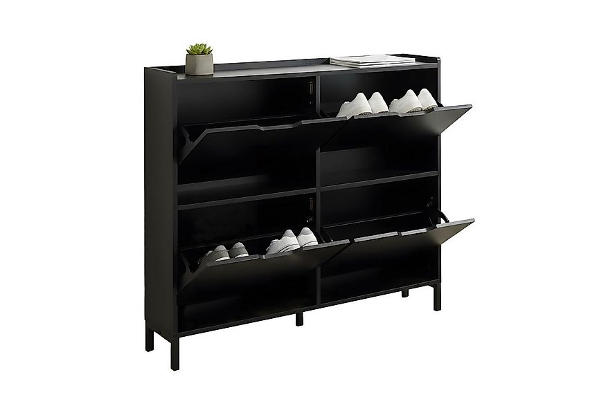 relaxdays Schuhkipper Schmaler Schuhkipper mit 4 Fächern, schwarz günstig online kaufen