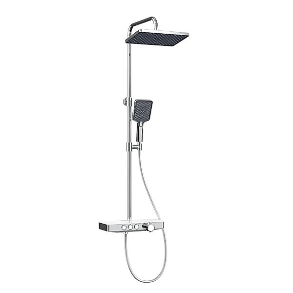 EMKE Duschsystem mit Thermostat Regendusche und Ablage Brausegarnitur Schwa günstig online kaufen
