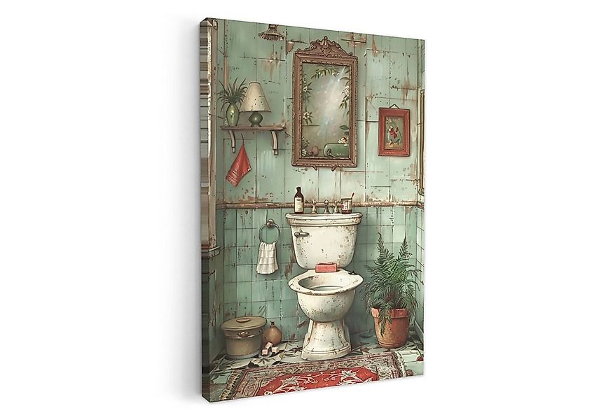 OneMillionCanvasses® Leinwandbild Weinlese - Toilette - Illustration, Fotod günstig online kaufen