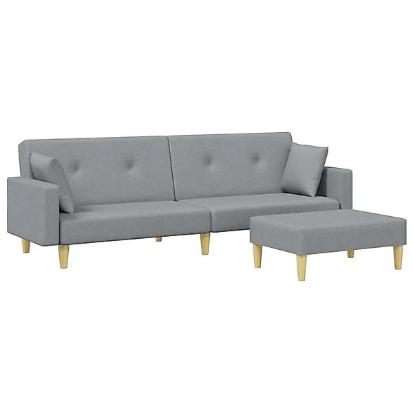 vidaXL Schlafsofa 2-Sitzer mit Fußhocker Hellgrau Stoff 3216240 günstig online kaufen