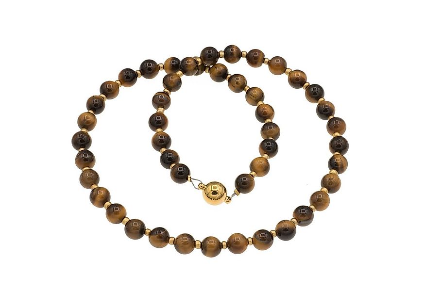 Bella Carina Perlenkette Kette mit Tigerauge Perlen und kleinen goldfarbene günstig online kaufen