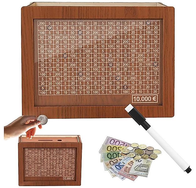 TUWENA Spardose Holzspardose mit Sparziel und numerischer Kennung günstig online kaufen
