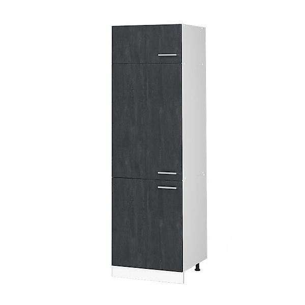 Vicco Kühlumbauschrank R-Line Hochschrank für die Küche Schwarz Beton/Weiß günstig online kaufen