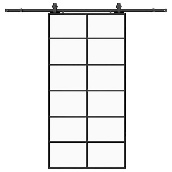 vidaXL Schiebetür mit Beschlag Schwarz 90x205 cm ESG-Glas 3375931 günstig online kaufen