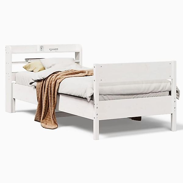 vidaXL Massivholzbett ohne Matratze Weiß 90x200 cm Kiefernholz 3306937 günstig online kaufen