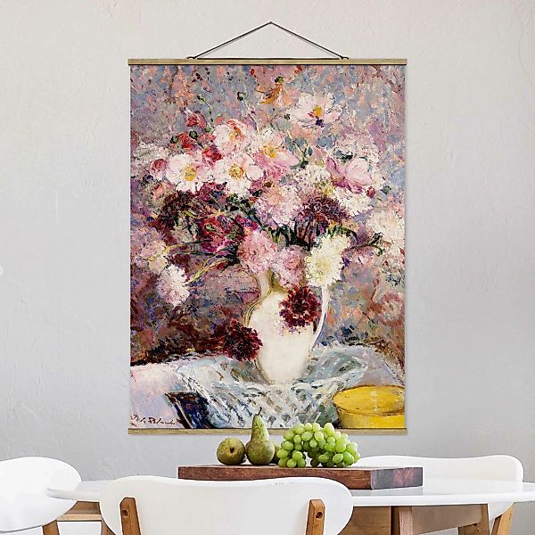 Stoffbild Blumen mit Posterleisten - Hochformat Jacques-Emile Blanche - Blu günstig online kaufen