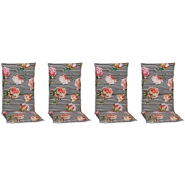 Beo Sitzauflage Hochlehner Toronto 4er Set Schwarz-Weiß Streifen günstig online kaufen