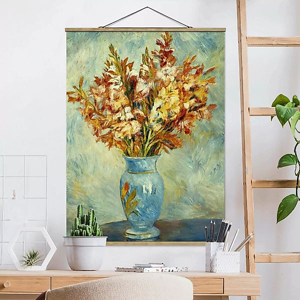 Stoffbild Blumen mit Posterleisten - Hochformat Auguste Renoir - Gladiolen günstig online kaufen