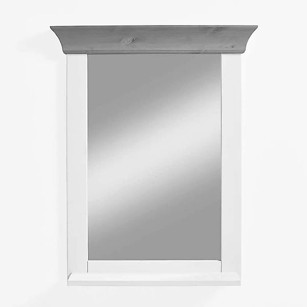 Badspiegel in Weiß und Grau Kiefer massiv 65 cm breit günstig online kaufen