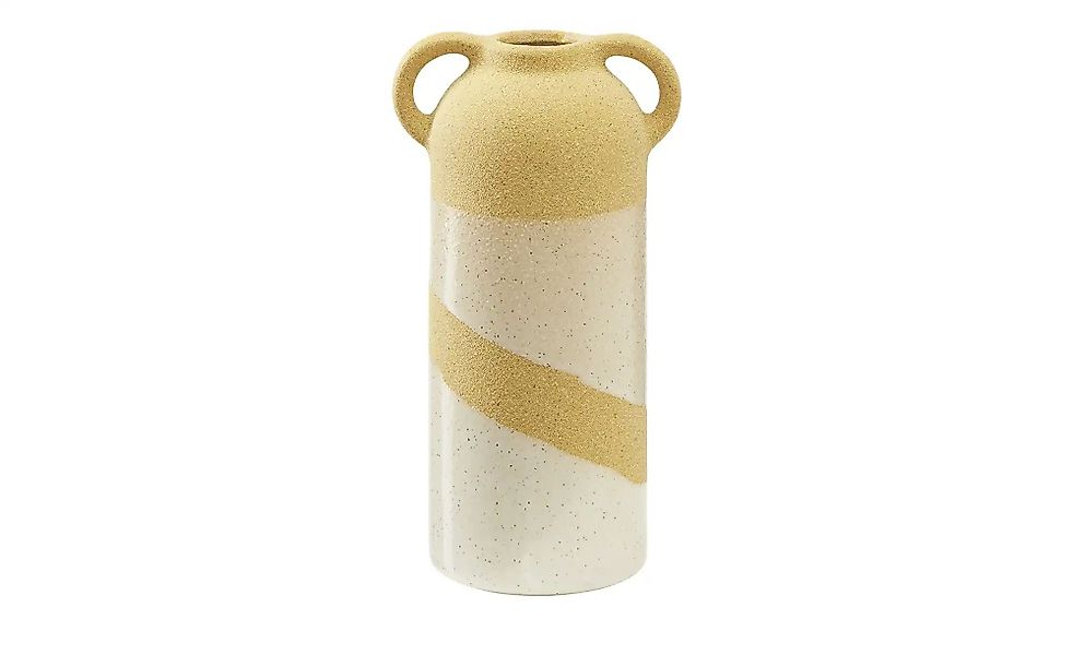 HOME STORY Vase   ¦ gelb ¦ Steingut ¦ Maße (cm): H: 20,7  Ø: 10.6 Accessoir günstig online kaufen