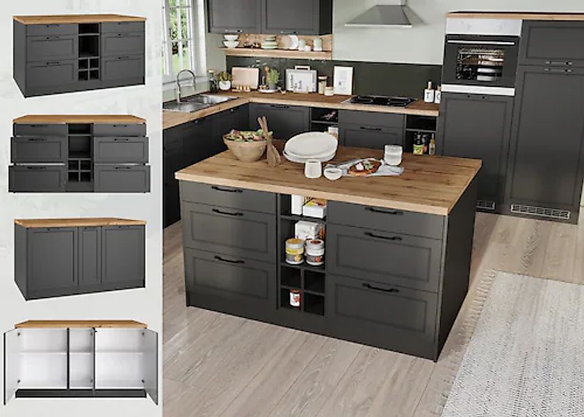 KOCHSTATION Kücheninsel »KS-Lana, Breite 153 cm« MDF-Fronten, Arbeitsplatte günstig online kaufen