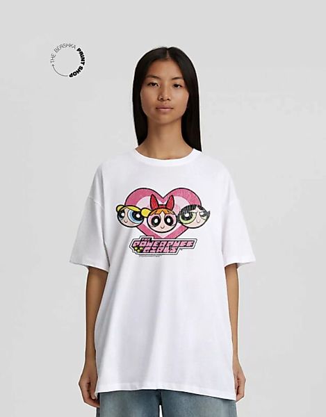 Bershka Oversize-T-Shirt Powerpuff Girls Mit Print Damen L Weiss günstig online kaufen