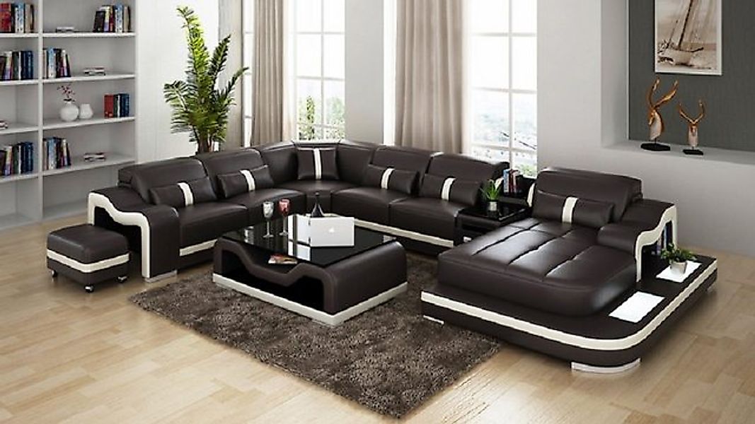JVmoebel Ecksofa U Form Sofa Couch Polster Garnitur Wohnlandschaft Leder Ec günstig online kaufen