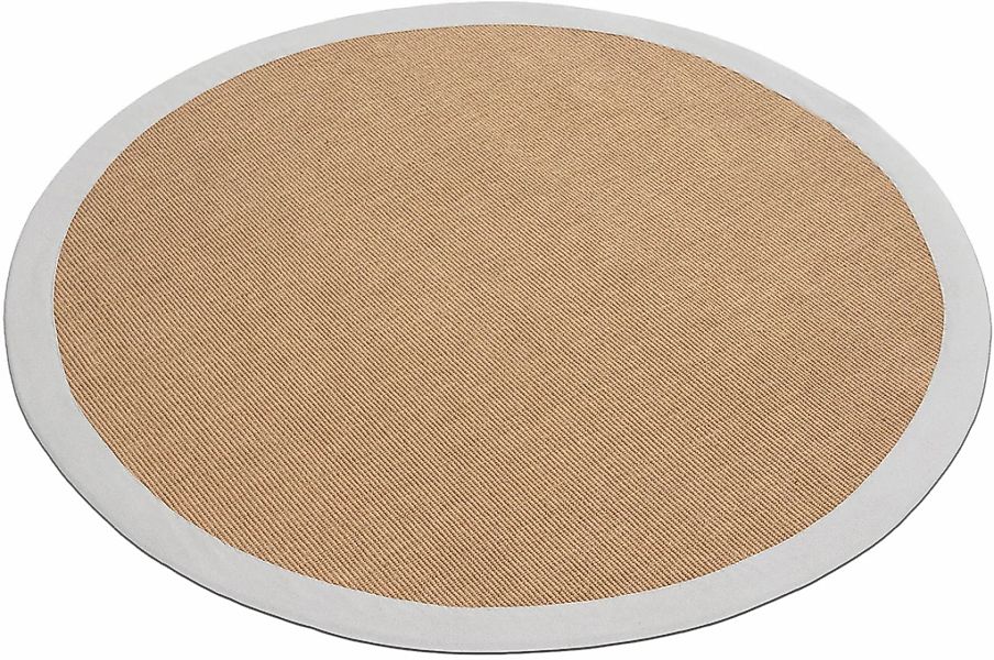 carpetfine Sisalteppich "Sisal" rund 5 mm Höhe mit farbiger Bordüre, Anti-R günstig online kaufen