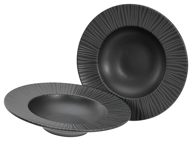 CreaTable Pastateller »Vesuvio Black, Pasta Gourmetteller Set 2-tlg«, (Set, günstig online kaufen