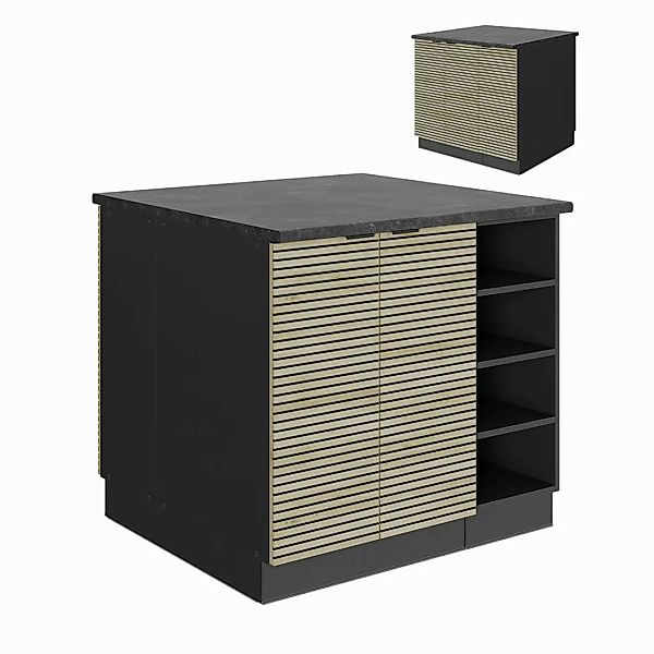 Vicco Unterschrank Fame-Line, Eiche Paneel/Anthrazit, 90 günstig online kaufen