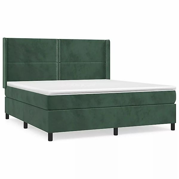 vidaXL Boxspringbett mit Matratze Dunkelgrün 180x200 cm Samt1468229 günstig online kaufen