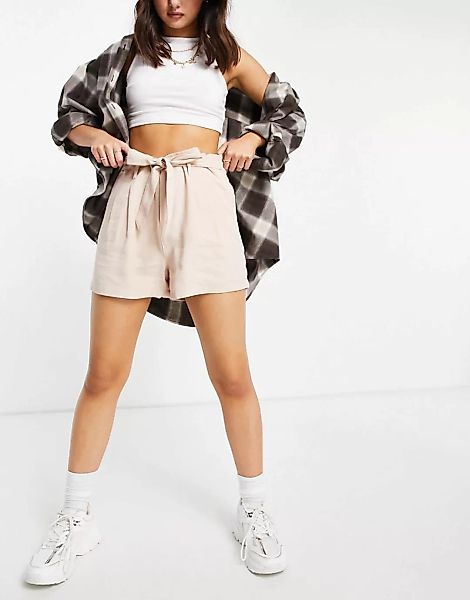 Only – Shorts mit Taillenschnürung in Beige-Neutral günstig online kaufen