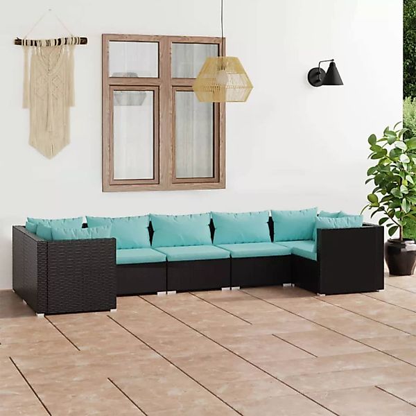 Vidaxl 7-tlg. Garten-lounge-set Mit Kissen Poly Rattan Schwarz günstig online kaufen