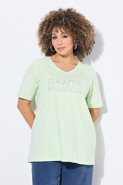 Ulla Popken T-Shirt T-Shirt Santa Monica A-Linie V-Ausschnitt Halbarm günstig online kaufen