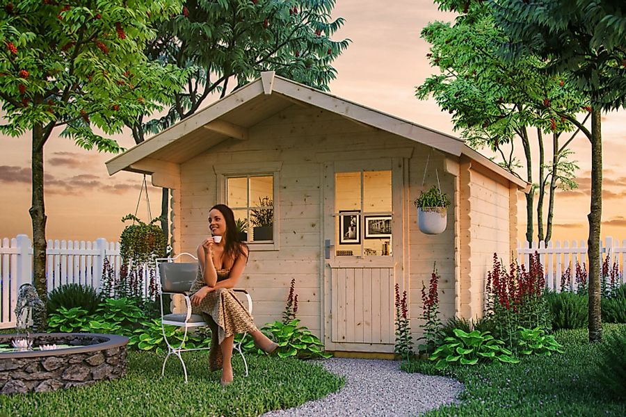 Skan Holz Holz-Gartenhaus Como 2 Natur 300 cm x 250 cm günstig online kaufen