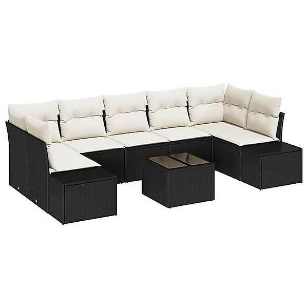 vidaXL Loungesofa Garten-Sofa-Set Set aus 8 Schwarz und Weiß, 8 Teile günstig online kaufen