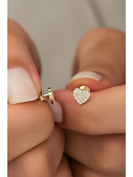 Nisan Ohrring-Set, 925 Sterling Silber Ohrringe – Herz Ohrstecker mit Zirko günstig online kaufen