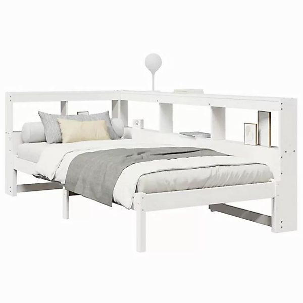 vidaXL Bett Massivholzbett mit Regal ohne Matratze Weiß 75x190 cm Kiefer günstig online kaufen