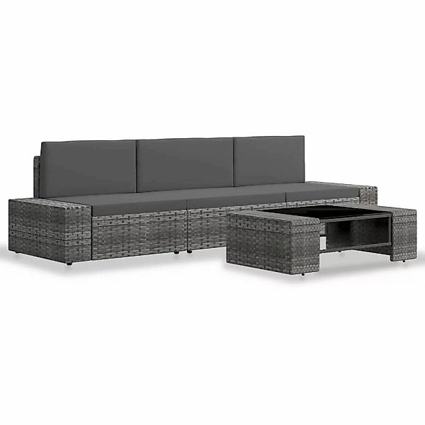 4-tlg. Garten-lounge-set Poly Rattan Grau günstig online kaufen