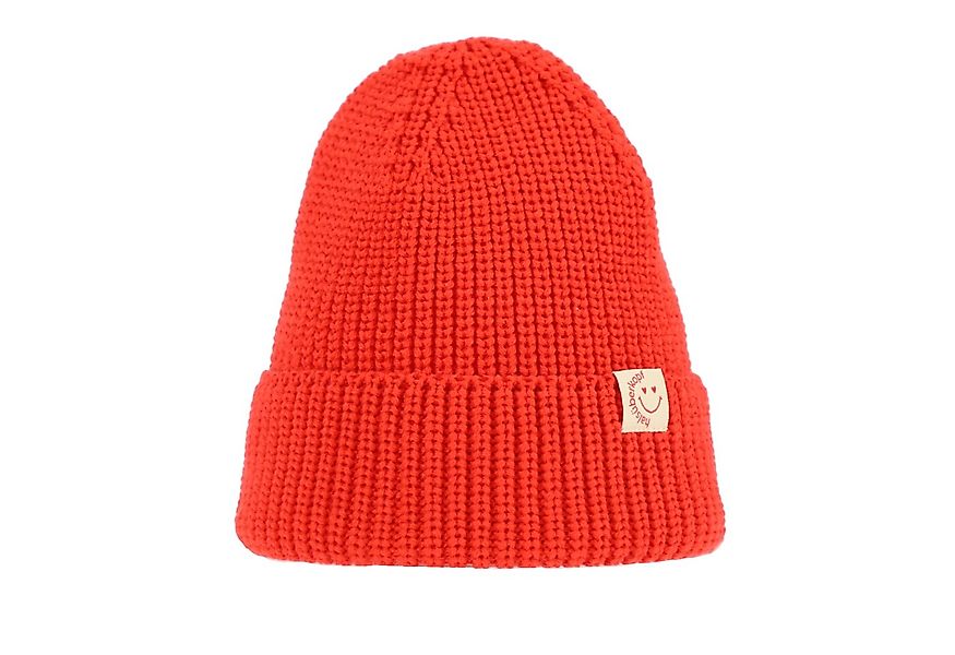 halsüberkopf Accessoires Strickmütze mit Umschlag und Badge Smiley mit Herz günstig online kaufen