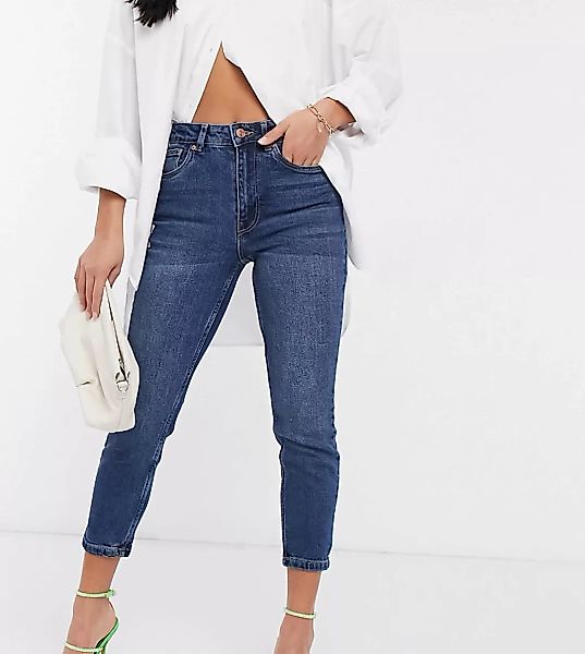 Vero Moda Petite – Joana – Mom-Jeans in Mittelblau günstig online kaufen