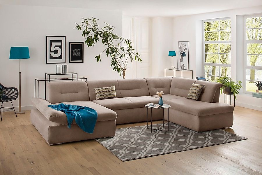 Home affaire Wohnlandschaft "Avesa U-Form" Wahlweise mit Armteilverstellung günstig online kaufen