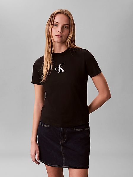 Calvin Klein Jeans T-Shirt Regular Fit, glänzender Logodruck, Rundhalsaussc günstig online kaufen